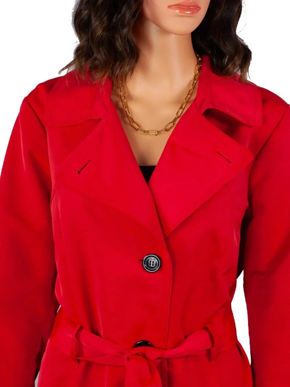 M&S UK 16 US 12 Red Trench Coat Belted Classic Jacket